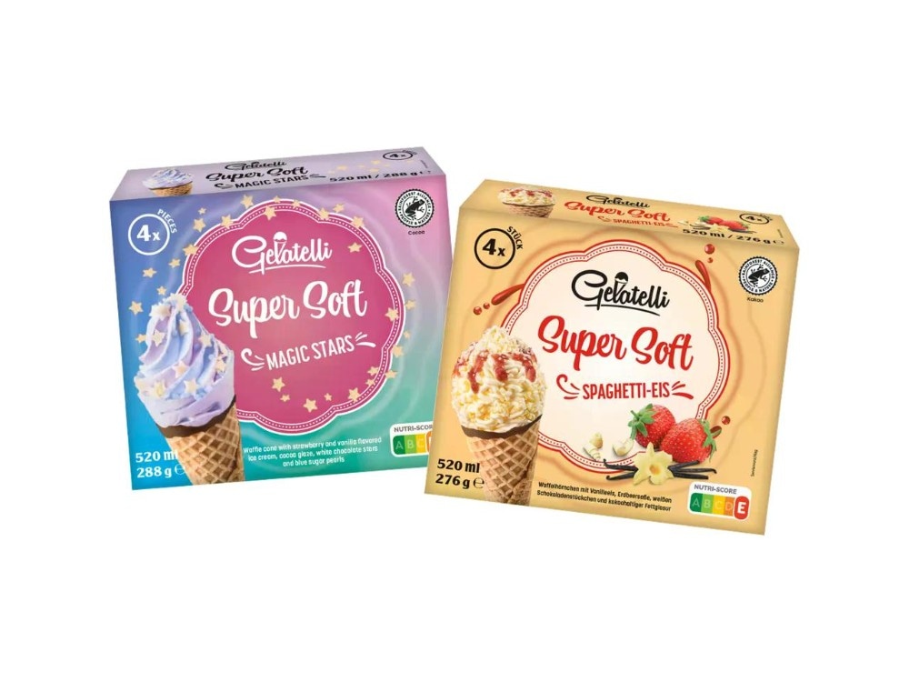 Gelatelli Sladoled u kornetu 4 x 130 ml - Akcija u trgovini Lidl
