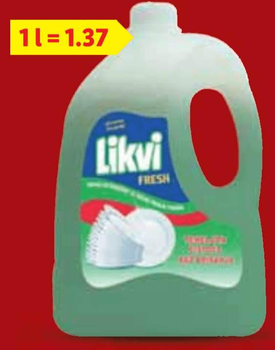 Likvi Deterdžent za pranje posuđa 4 L - Akcija u trgovini Lidl