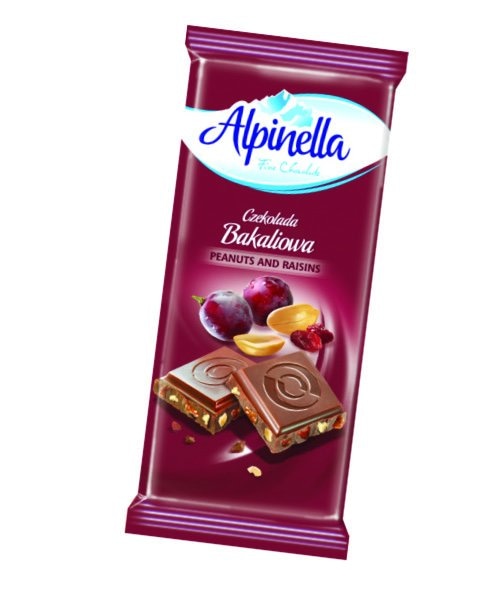 Alpinella Čokolada mliječna s grožđicama i kikirikijem 90 g - Akcija u trgovini NTL
