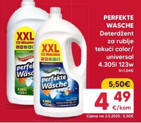 Deterdžent tekući za rublje Perfekte wasche 4,30 I - Akcija u trgovini KTC