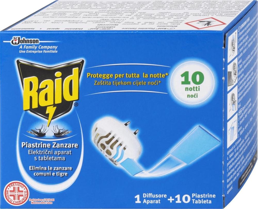 Raid Električni aparat +10 tableta protiv komaraca 1 kom - Akcija u trgovini Gavranović
