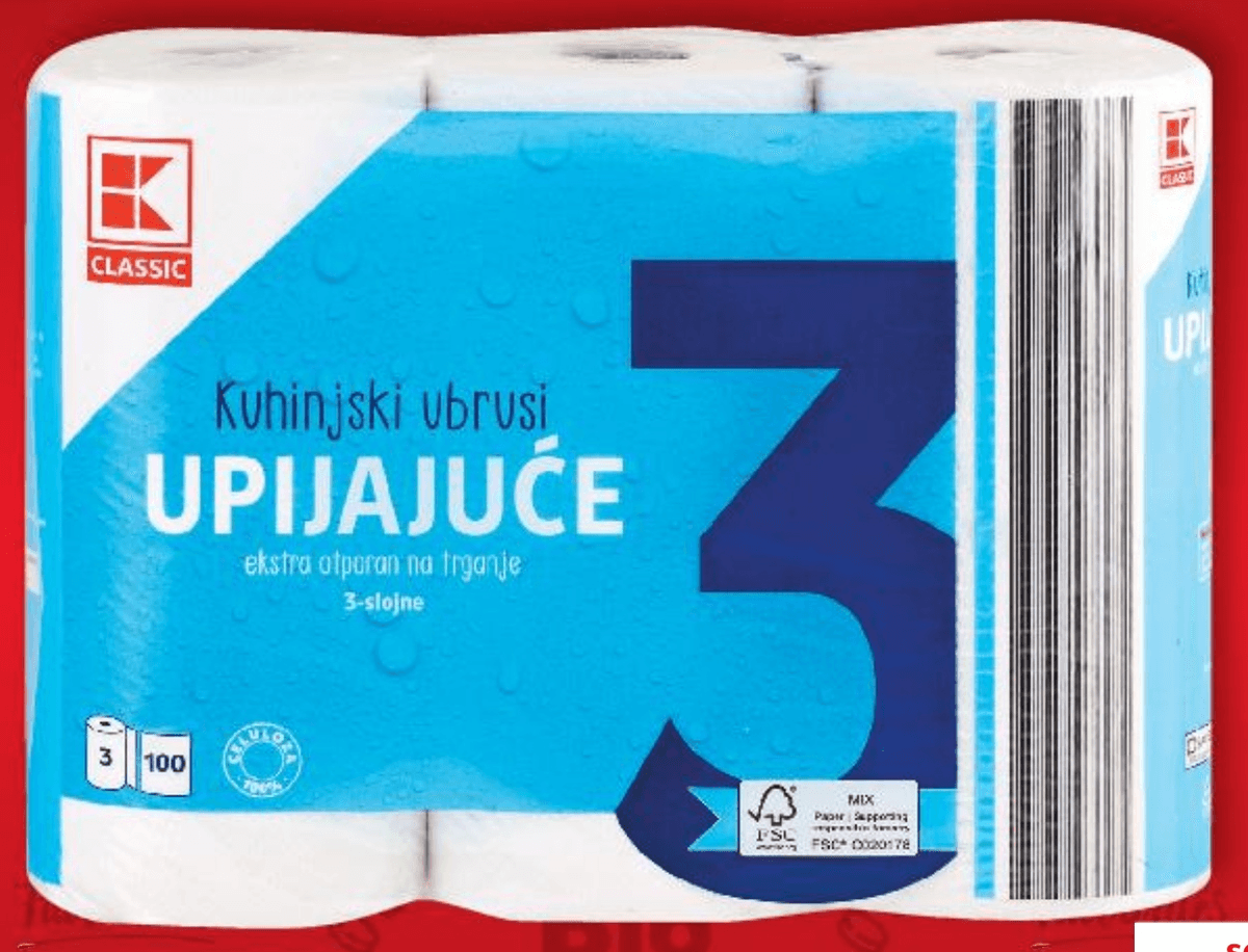 Kuhinjski papir 3 role Classic - Akcija u trgovini Kaufland