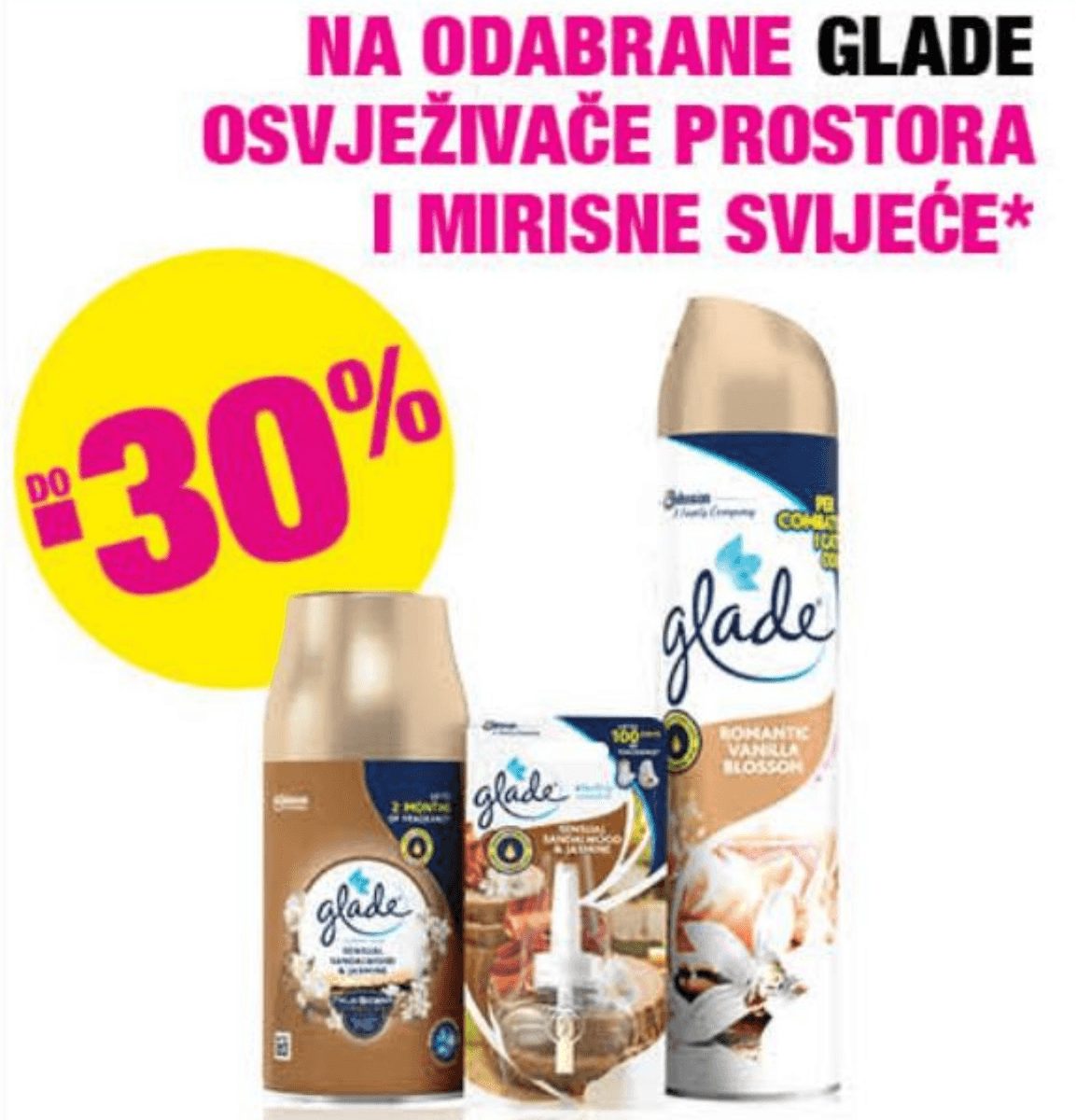 Odabrani Glade osvježivači prostora i mirisne svijeće - Akcija u trgovini Bipa