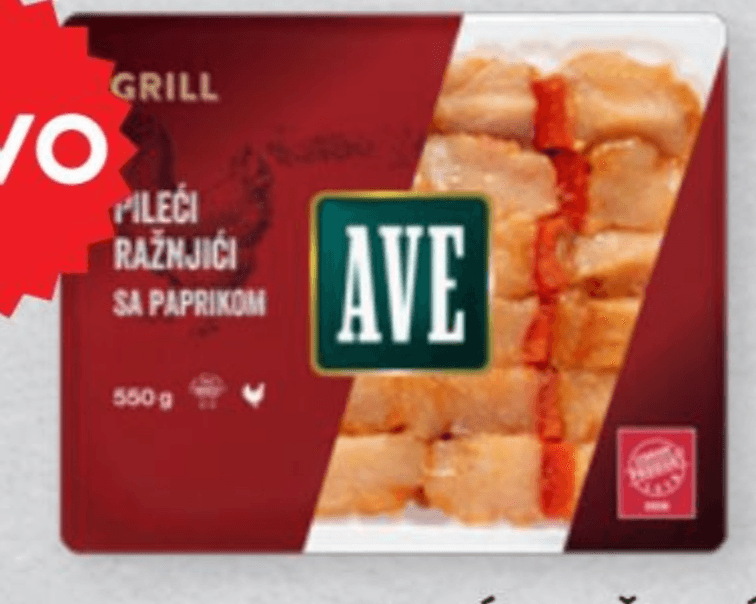 Pileći ražnjići sa paprikom 550 g AVE - Akcija u trgovini Spar