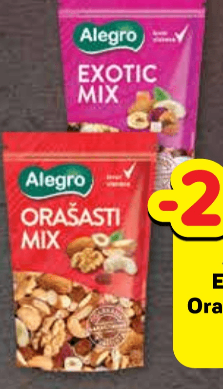 Alegro Exotic ili Orašasti mix 180 g - Akcija u trgovini Plodine