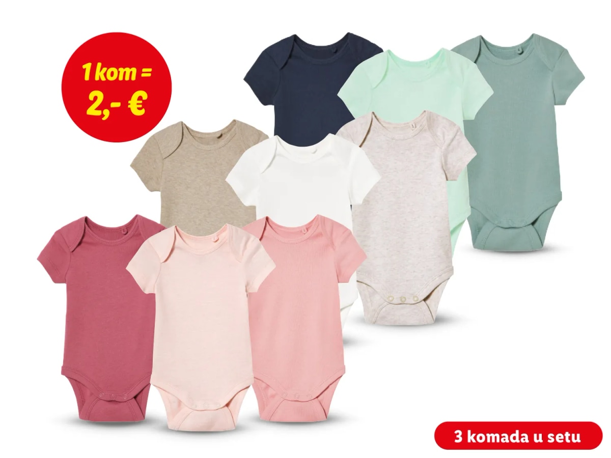 LUPILU Bodiji 3 komada u setu - Akcija u trgovini Lidl