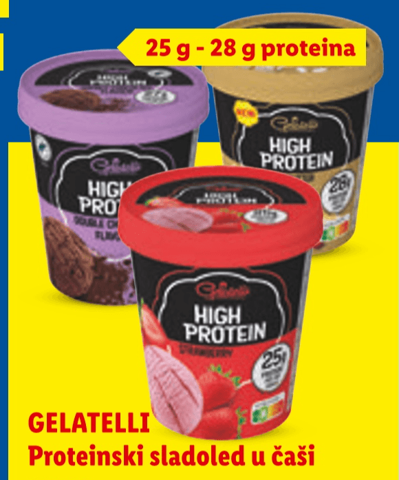 Gelatelli Proteinski sladoled u čaši 500 ml Akcija u trgovini Lidl