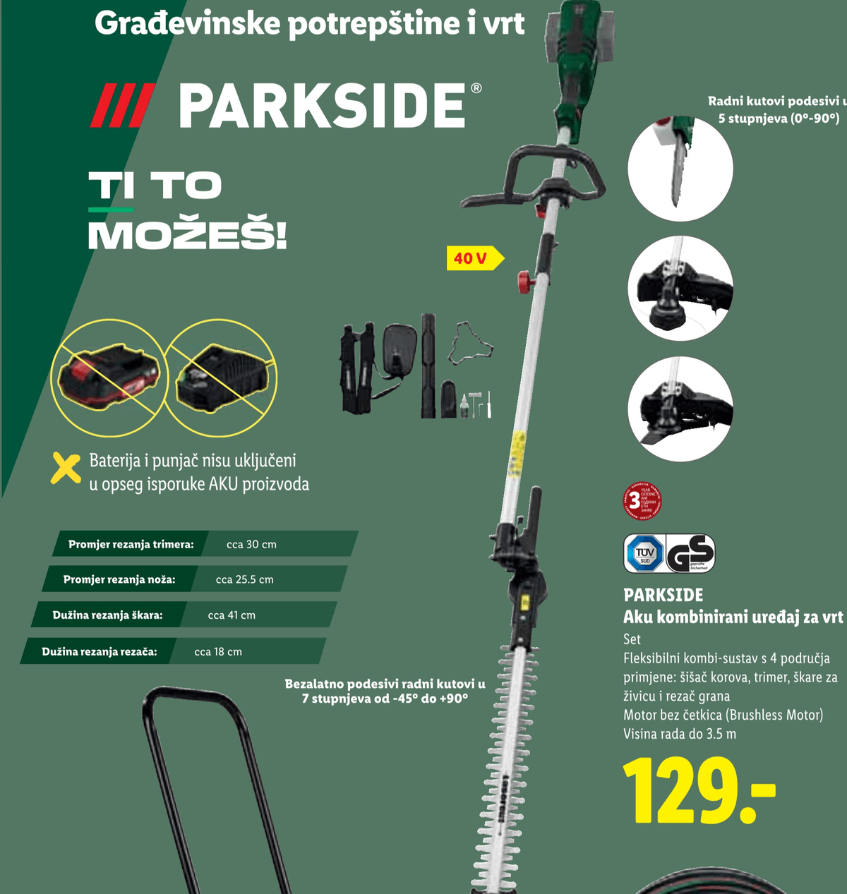 Aku kombinirani uređaj za vrt Set PARKSIDE - Akcija u trgovini Lidl