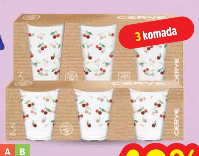 Set staklenih čaša 3 komada CERVE - Akcija u trgovini Plodine