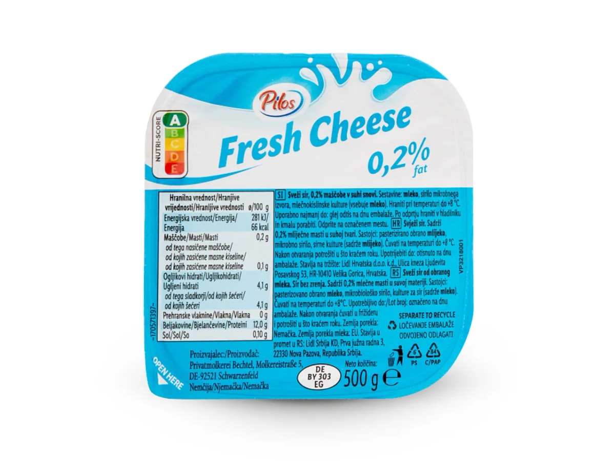 Svježi sir 500 g Pilos - Akcija u trgovini Lidl