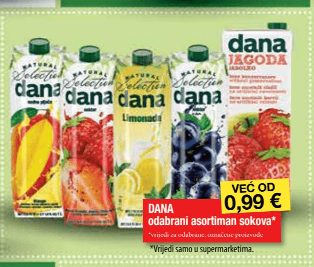 Dana odabrani asortiman sokova Akcija u trgovini NTL