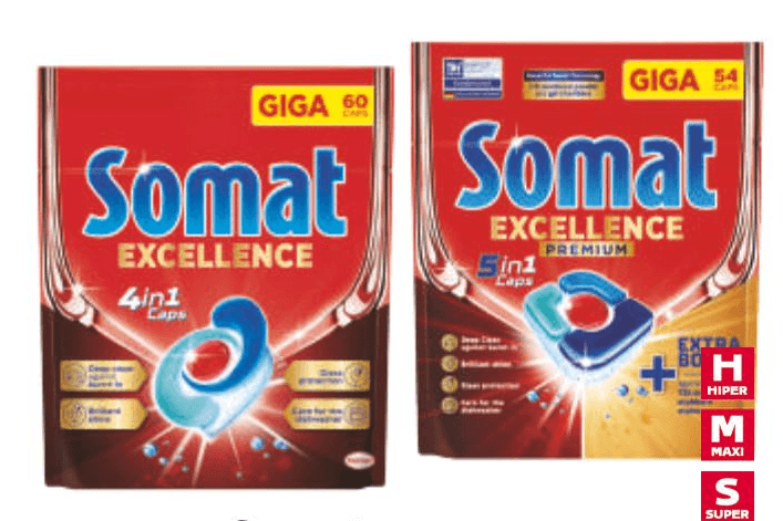 Somat Deterdžent za strojno pranje posuđa 60 ili 54 kom - Akcija u trgovini Tommy