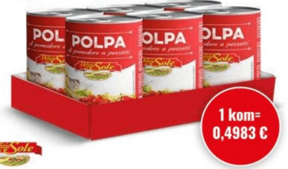 Polpa sjeckana rajčica 6 kom Akcija u trgovini Eurospin