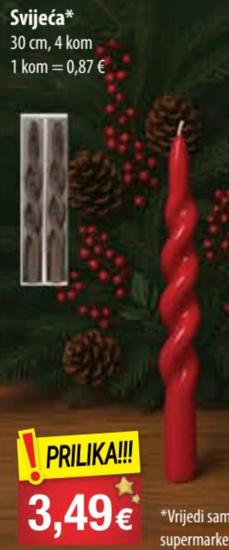 Svijeća 30 cm, 4 kom - Akcija u trgovini NTL