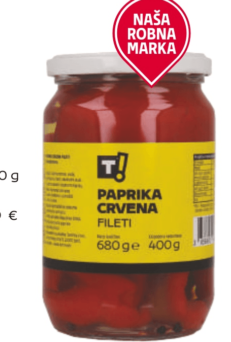 T! Paprika crvena fileti 680 g - Akcija u trgovini Tommy