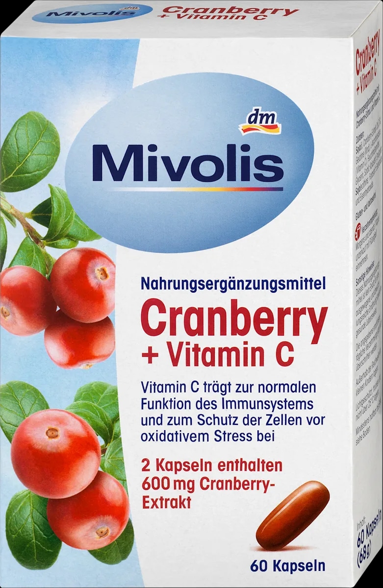 Mivolis kapsule s ekstraktom brusnice i vitaminom C 60 kom., 68 g - Akcija u trgovini Dm