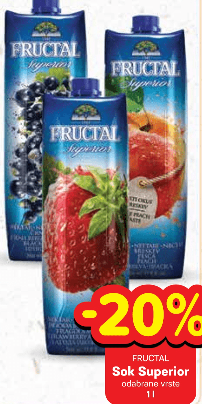 FRUCTAL Sok Superior 1 l - Akcija u trgovini Plodine