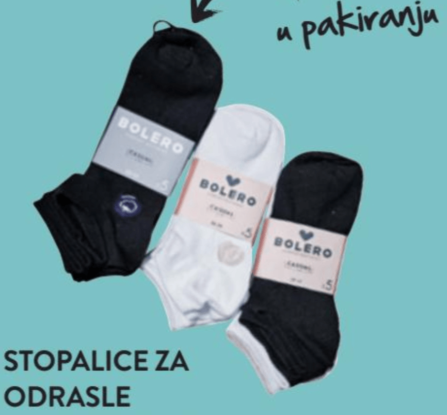 Stopalice za odrasle 5 pari u pakiranju Bolero - Akcija u trgovini Spar