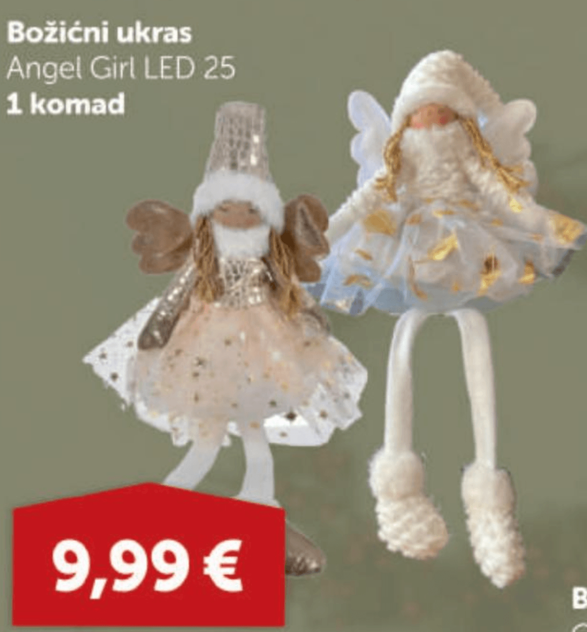 Božićni ukras Angel Girl 1 komad - Akcija u trgovini Boso
