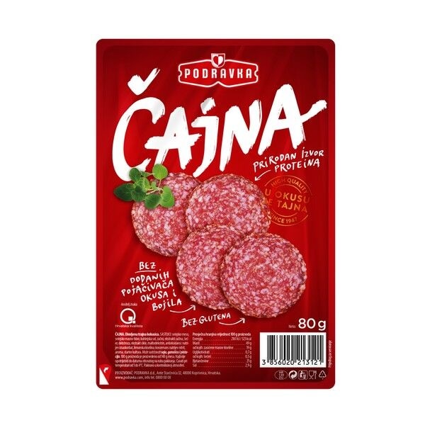 Čajna, zimska, kulen, pannonia ili srijemska kobasica Podravka 80 g - Akcija u trgovini KTC