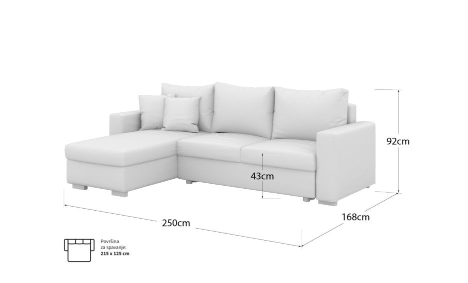 Odesa Max kutna garnitura 247 x 168/92 x 92 cm - Akcija u trgovini Prima