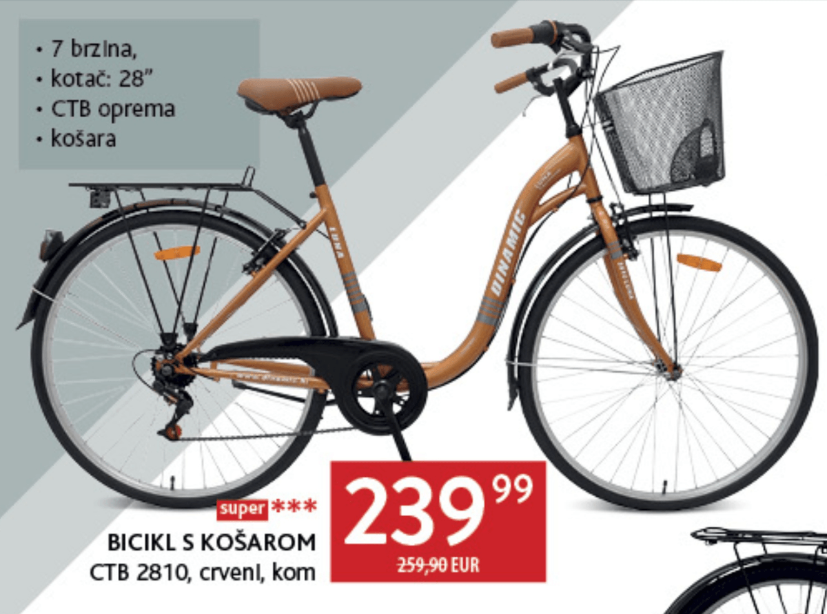 Bicikl s košarom CTB 2810 - Akcija u trgovini Konzum