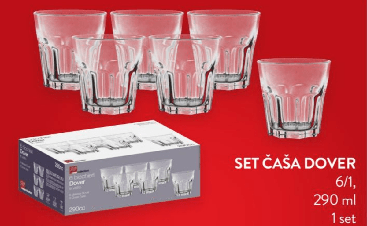 Set čaša Dover 6/1, 290 ml, 1 set - Akcija u trgovini Interspar