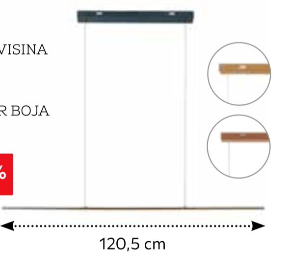 Viseća LED svjetiljka Sirius 20W LED, 1128 lm, 3000-6000 K, 120,5x2 cm, v. 200 cm - Akcija u trgovini Lesnina