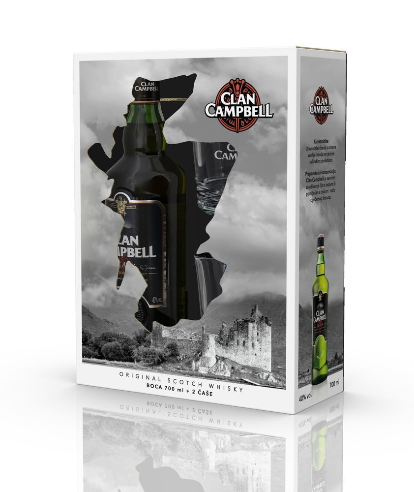 CLAN CAMPBELL Whiskey 0,7 l + 2 čaše - Akcija u trgovini Plodine