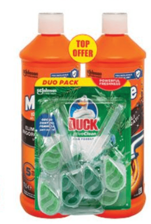 MrMuscle gel za odčepljivanje slivnika 2x1 l + Duck košarica, 2x38,6 g - Akcija u trgovini Dm