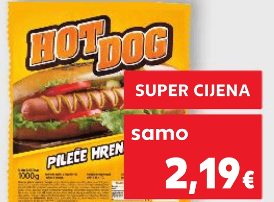 Hot Dog Pileće hrenovke 1 kg - Akcija u trgovini Kaufland