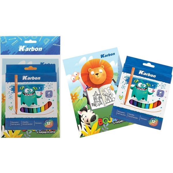 Karbon Set bojanka A5 s naljepnicama + flomasteri 12/1, pak Akcija u trgovini Konzum