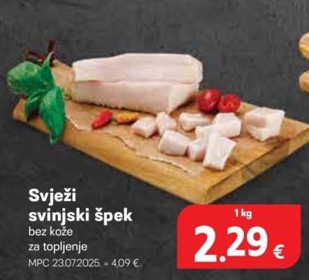 Svježi svinjski špek 1 kg - Akcija u trgovini Plodine