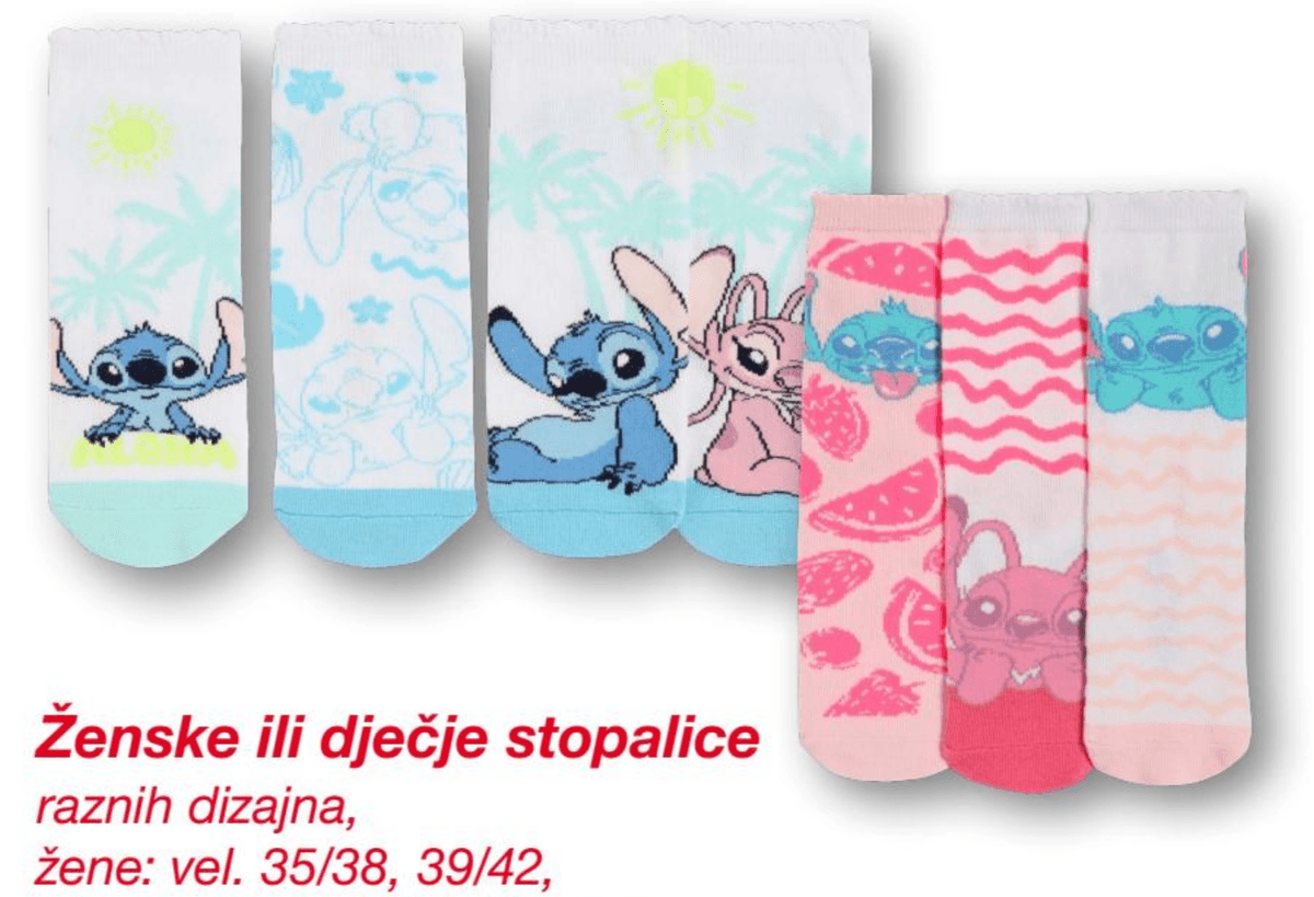Ženske ili dječje stopalice Disney Stitch 3 kom - Akcija u trgovini Kik