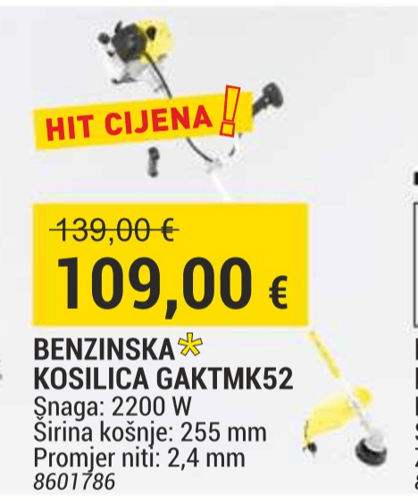Benzinska kosilica GAKTKM52 - Akcija u trgovini Merkury
