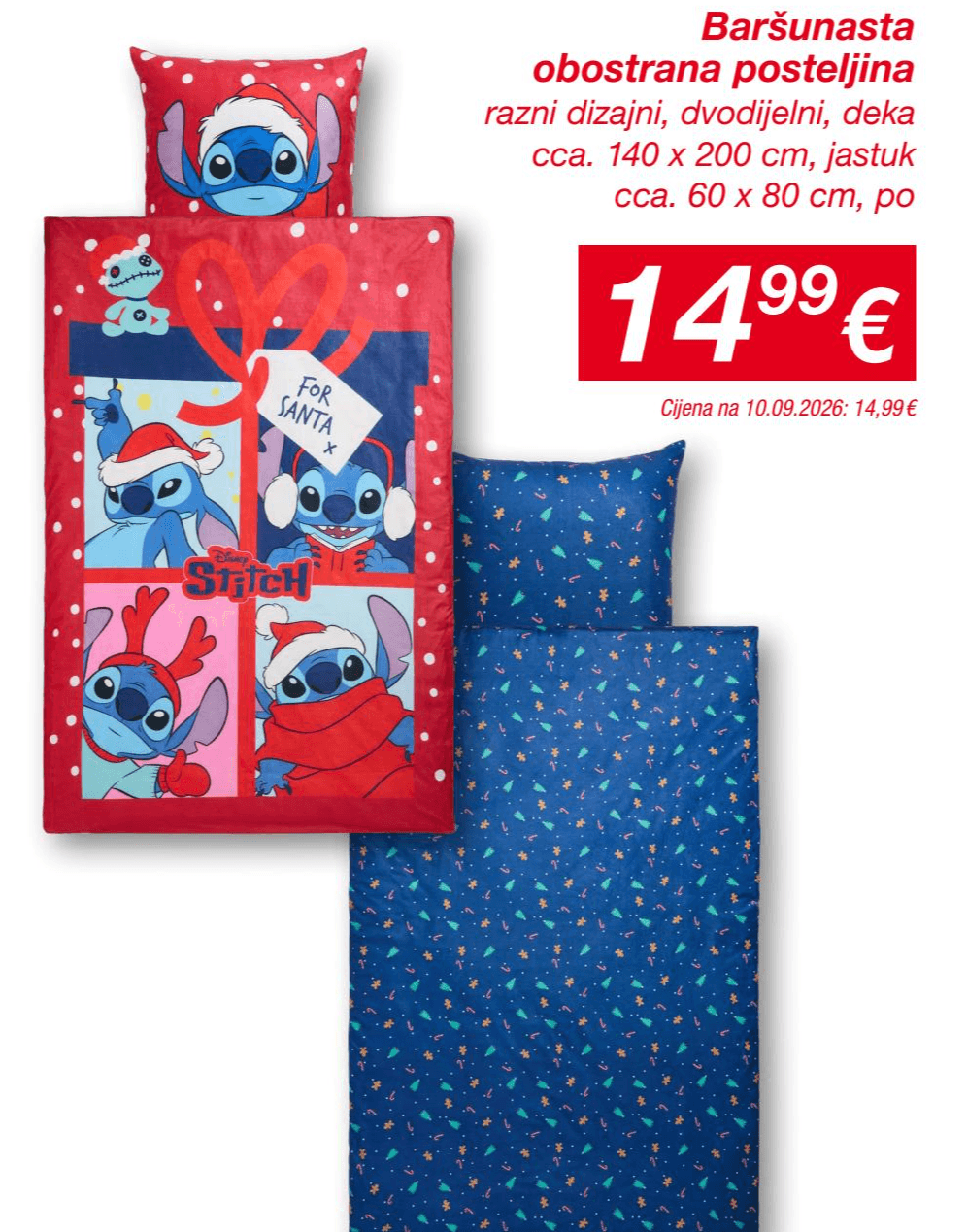Disney Stitch baršunasta obostrana posteljina Akcija u trgovini Kik