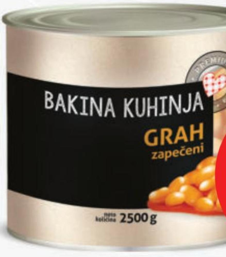 Bakina Kuhinja zapečeni grah u umaku od rajčice 2,6 kg Akcija u trgovini Stanić Diskont