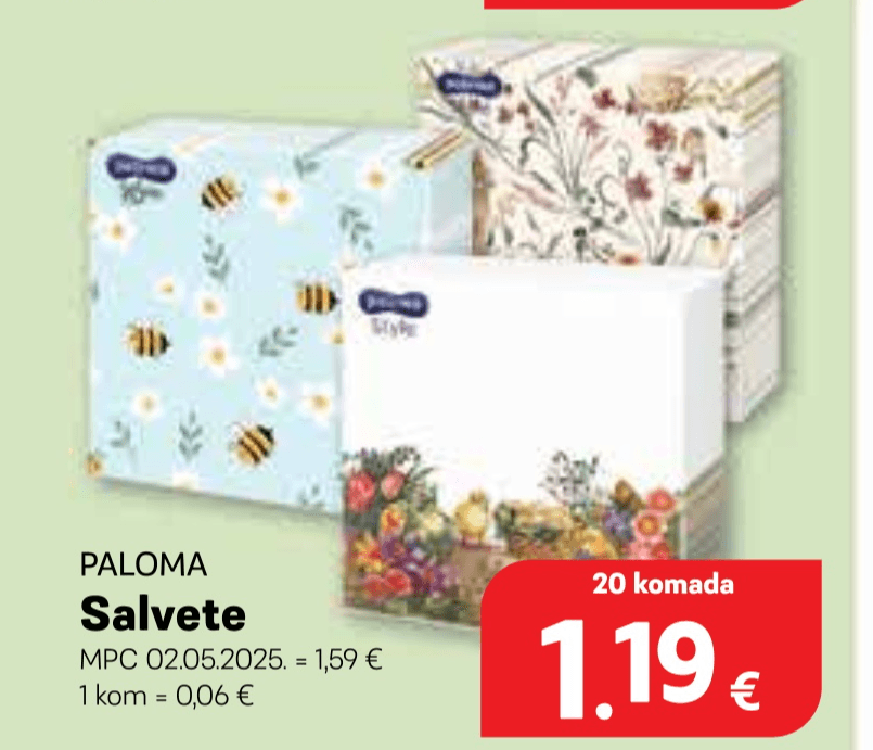 Paloma Salvete 20 komada - Akcija u trgovini Plodine