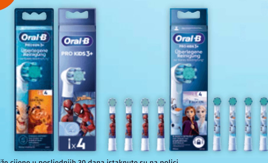 ORAL-B Pro Kids zamjenske glave za električnu četkicu za zube 4 komada - Akcija u trgovini Mueller