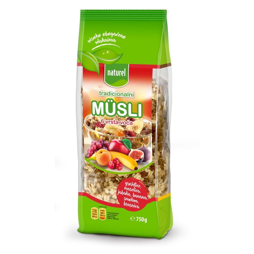Naturel Tradicionalni Muesli 750g - Akcija u trgovini Žabac