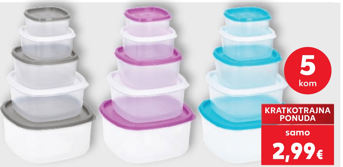 Posude za hranu 5 kom - Akcija u trgovini Kaufland