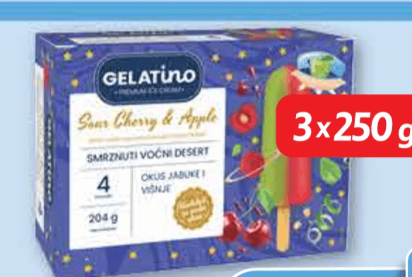 GELATINO Sladoled 4x 50 ml (204 g) - Akcija u trgovini Plodine