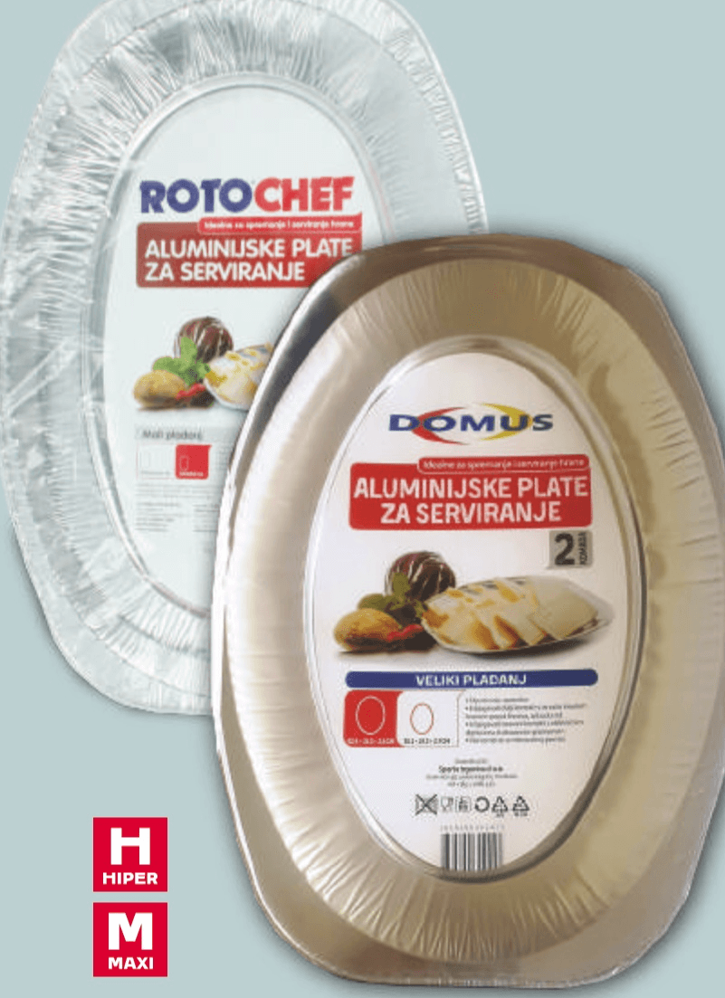 Aluminijske plate za serviranje 1 pak, 2 ili 5 kom DOMUS - Akcija u trgovini Tommy