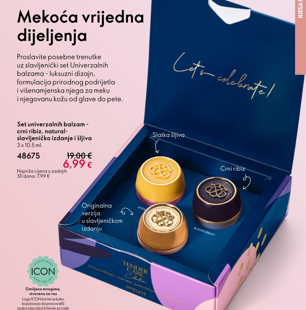 Oriflame Set univerzalnih balzama - crni ribiz, natural-slavljeničko izdanje i šljiva 3 x 10,5 ml - Akcija u trgovini Oriflame
