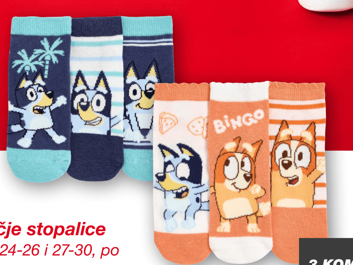 Dječje stopalice 3 KOM PAKIRANJE BLUEY - Akcija u trgovini Kik
