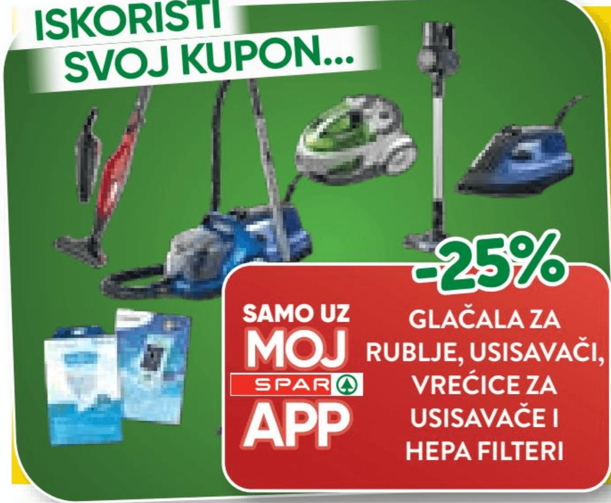 Glačala za rublje, usisavači, vrećice za usisavače i HEPA filteri - Akcija u trgovini Spar