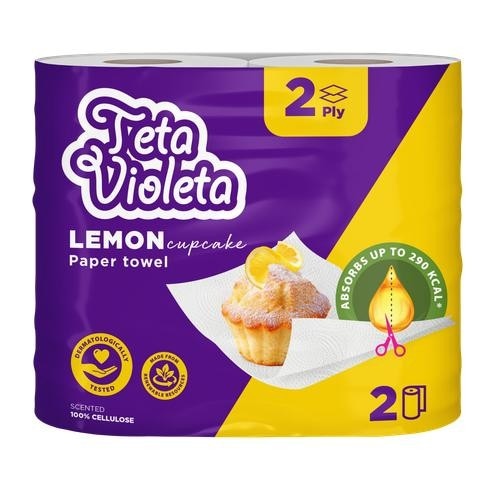 Teta Violeta kuhinjski ručnik limun dvoslojni 2 role Akcija u trgovini Ribola