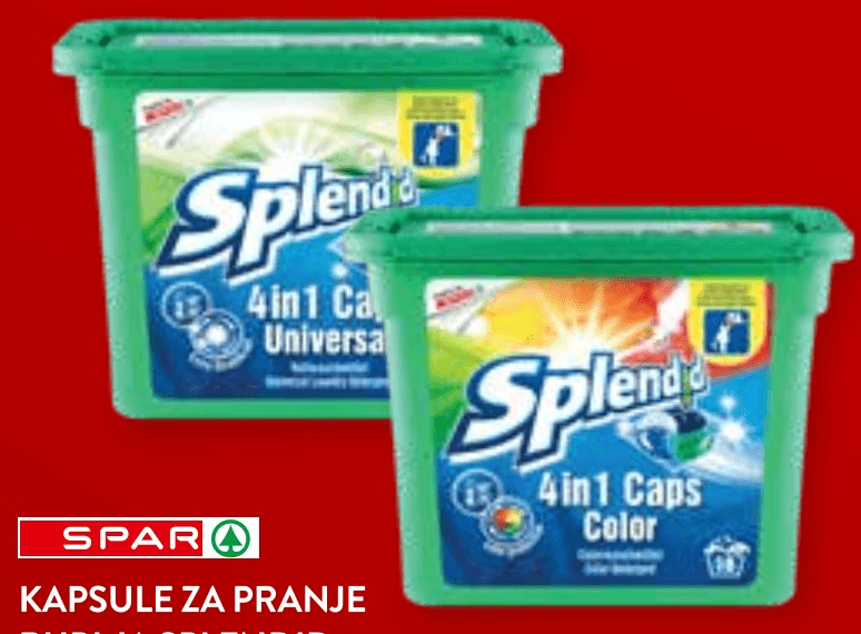 Kapsule za pranje rublja Splendid 18 kapsula - Akcija u trgovini Spar
