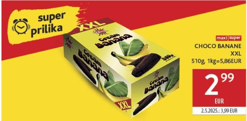 Choco Banane XXL 510g Kraš Akcija u trgovini Konzum