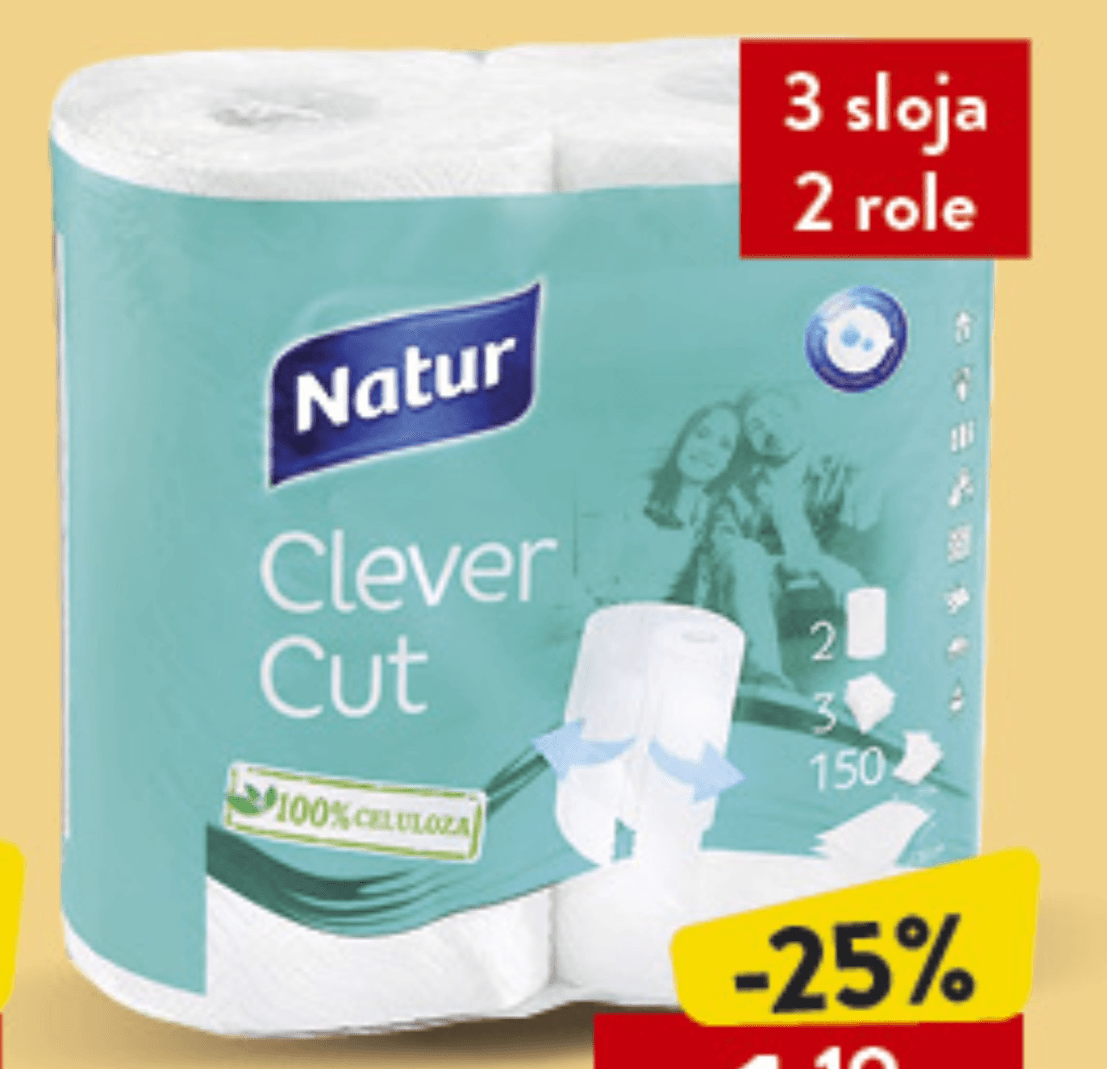 Natur papirnati ručnik 3 sloja, 2 role - Akcija u trgovini Konzum